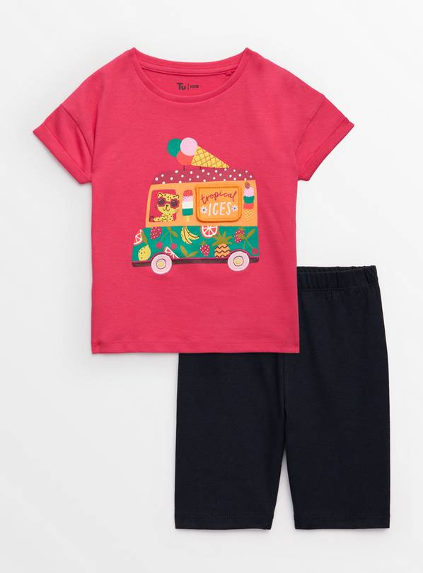 Pink Ice Cream Van T-Shirt & Cycling Shorts Set 1-2 years